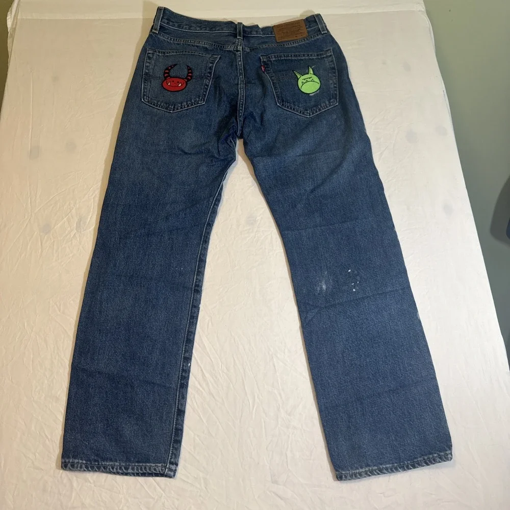 Vintage Levi's 551 With Big E Distressed W/Patches Very Worn Paint Mens 33‎ X 32